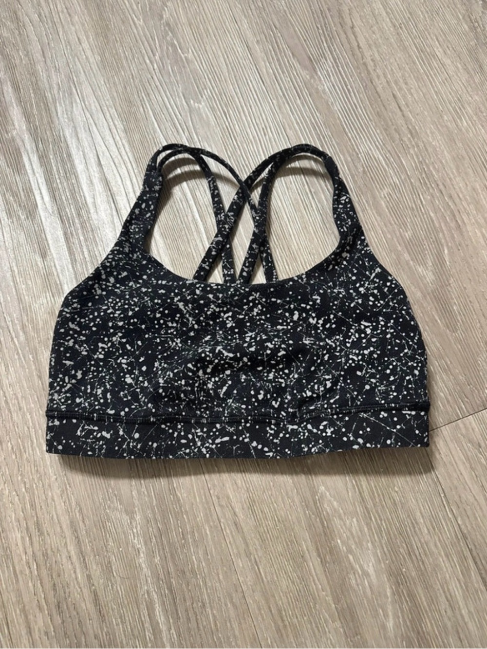 lululemon athletica Black with White Speckle Strappy Sports Bra
